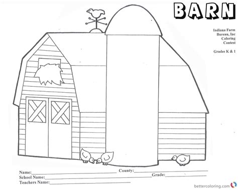 preschool barn coloring page