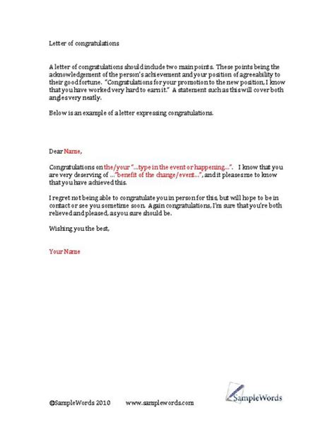 congratulations letter template   edit word document