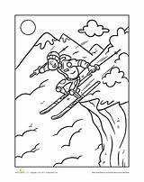 Skiing Pages Coloring Worksheet Winter Kids Printable Extreme Sheets Choose Board sketch template