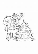 Christmas Coloring Dora Pages Boots Printable Xmas Explorer 2010 Disney Printables Kids Bookmark Pencils11 sketch template