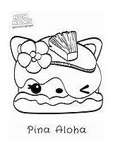 Num Noms Coloring Pages Cute Aloha Printable Pina Food Print Kids Roll Cinnamon Color Kawaii Hamburger Girls Nom Colouring Foods sketch template