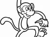 Monkey Coloring Pages Easy Print Tulamama Banana Kids sketch template