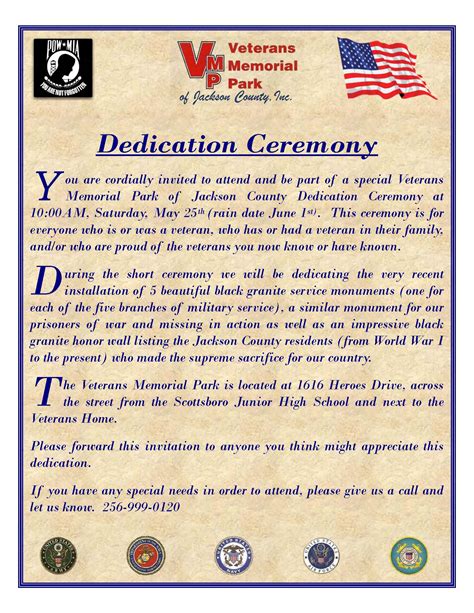 dedication ceremony veterans memorial park  jackson county