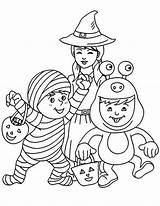 Halloween Kids Coloring Pages Costumes Sheets Printable Fun Spooky Colouring Happy Mummy Witch Baskets Treat Color Print Trick Monster Colour sketch template
