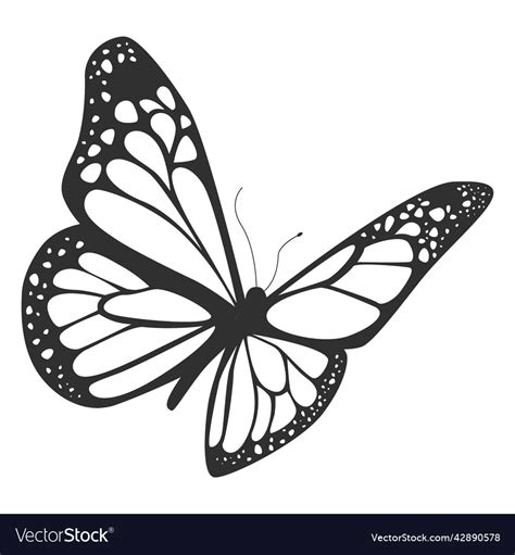 monarch butterfly flying silhouette high quality vector image