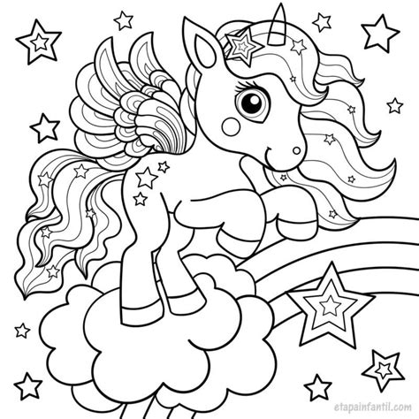 Dibujos De Unicornio Con Arcoiris Para Colorear Pintar E Imprimir
