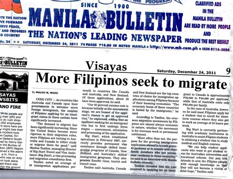 manila bulletin  filipinos seek  migrate bigstart travel