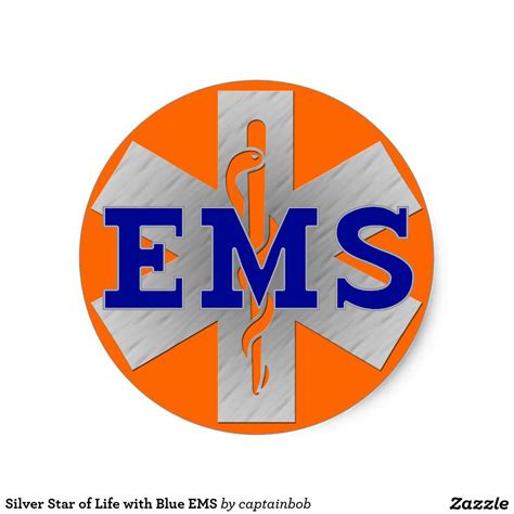 Silver Star Of Life With Blue Ems Classic Round Sticker