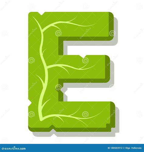 letter  green leaves summer vector alphabet  simple logo  letter  green color stock