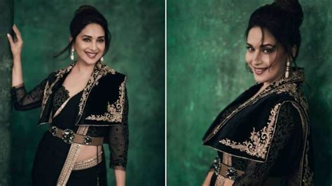 Madhuri Dixit Makes Our Hearts Go Dhak Dhak In Black Saree Worth ₹1 2