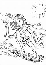 Coloring Pages Summer Surfing Girls Groovy Printable Cartoon Kids Surfer Travel Surf Colouring Girl Book Print Father Books sketch template