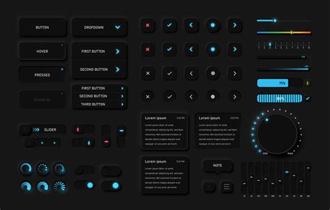 detailed black user interface pack  vector art  vecteezy