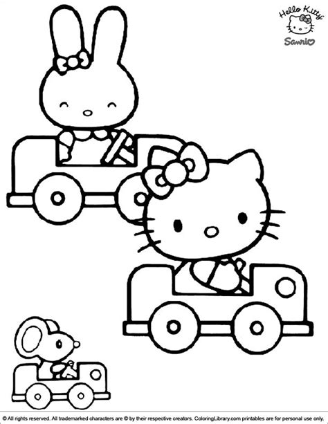 kitty coloring page kitty  riding   car  kitty