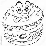 Coloring Burger Cheeseburger Colouring Hamburger Book Stock sketch template