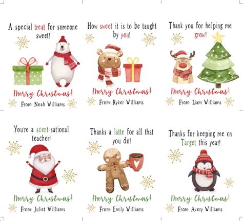 printable christmas gift tag template  teacher merry etsy