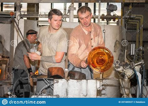 Two Glassmakers Creative Unique Vase In Moser Glass Factory In Czech