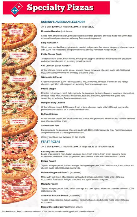 dominos pizza menu  cincinnati ohio usa
