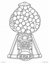 Coloring Pages Gumball Machine Kids Gum Printable sketch template