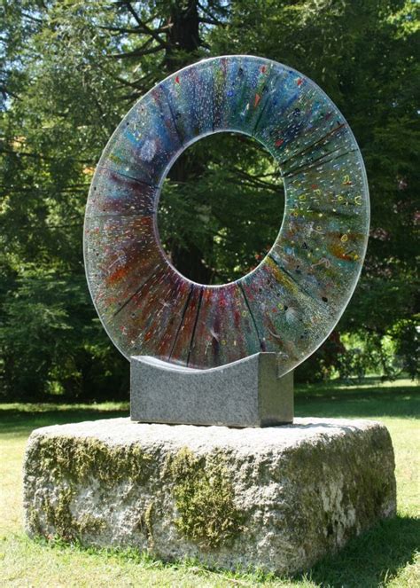 Infusion Glass Circular Outdoor Garden Focal Point Statue Sculpture