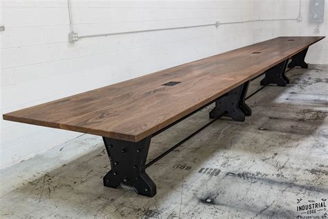 foot walnut steel conference table real industrial