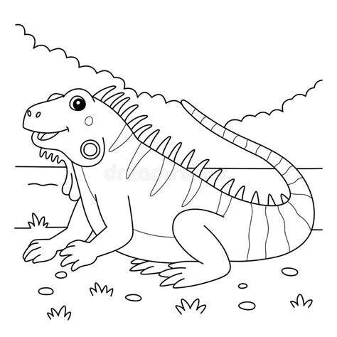 iguana animal coloring page  kids stock vector illustration