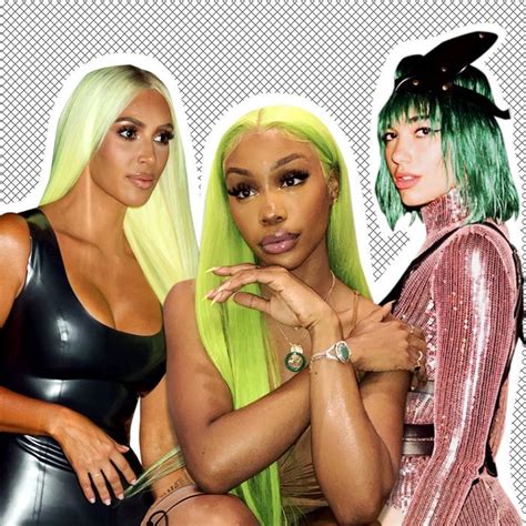 the green hair trend on kim kardashian west sza dua lipa