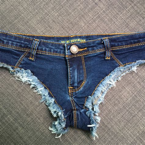 Mini Denim Shorts Cut Off Low Rise Waist Thong Jean Shorts Hihalley