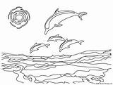 Dolphins Coloring Hard Kids Sea Animals Pages sketch template