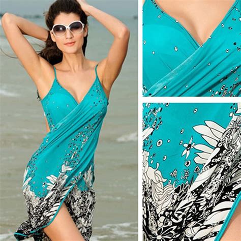 Women Beach Dress Sexy Sling Beach Wear Dress Sarong Bikini Cover Ups