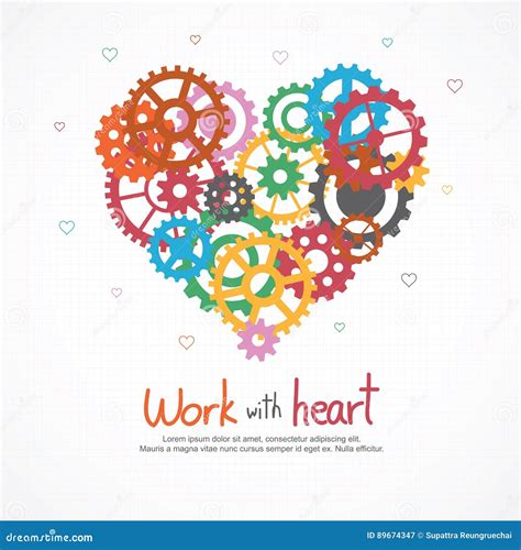 gears heart  teamwork  love  job stock vector illustration