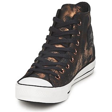 Converse All Star Fashion Leather Hi Rich Gold Jet Black Women S Shoes