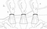 Torri Raffreddamento Industriale Emissioni Vettori Inquinamento Impianto Effet sketch template