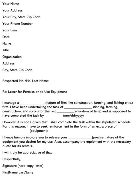 permission letter  equipment   write  samples