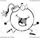 Bomb Cartoon Running Character Clipart Outlined Coloring Vector Thoman Cory Regarding Notes sketch template