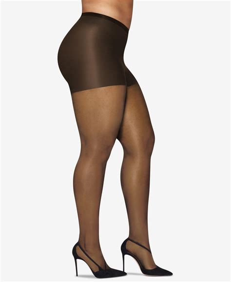 lyst hanes curves plus size silky sheer pantyhose in black save 42