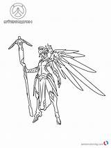 Overwatch Mercy Coloring Pages Printable Color Kids Print Bettercoloring sketch template