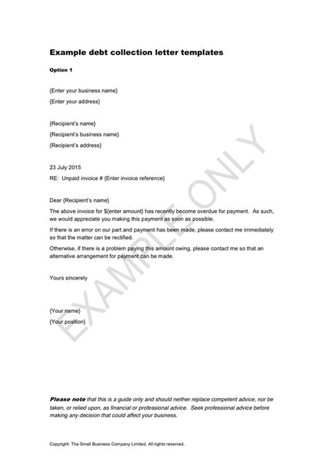 debt collection letter templates  word   formats