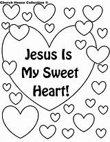 Jesus Coloring Heart Sweet Valentine Sunday School Church Pages Children Printable sketch template