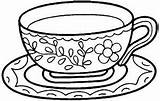 Tea Cup Coloring Colouring Pages Teacup Cups Template Vintage Para Desenho Pattern Sheets Cliparts Imprimir Clipart Templates Escolha Pasta Drawing sketch template