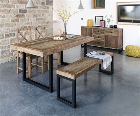 brooklyn industrial extending dining table reclaimed solid
