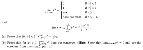 Solved Lim N Rightarrow Infinity R N {0 If R