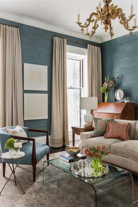 stylish  beautiful grasscloth wallpaper walls eclectic living room