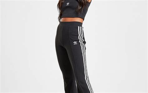 adidas originals  stripes flared trainingsbroek dames zwart dames fitnesschicknl