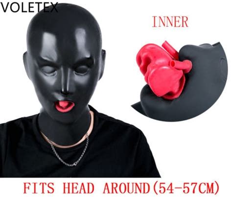 Heavy Rubber Latex Anatomical 3d Hood W Red Teetch Red Nasal Tube Fits