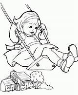 Colouring Swinging Columpio Dios Niña Clipart Google Coloringhome Swing sketch template