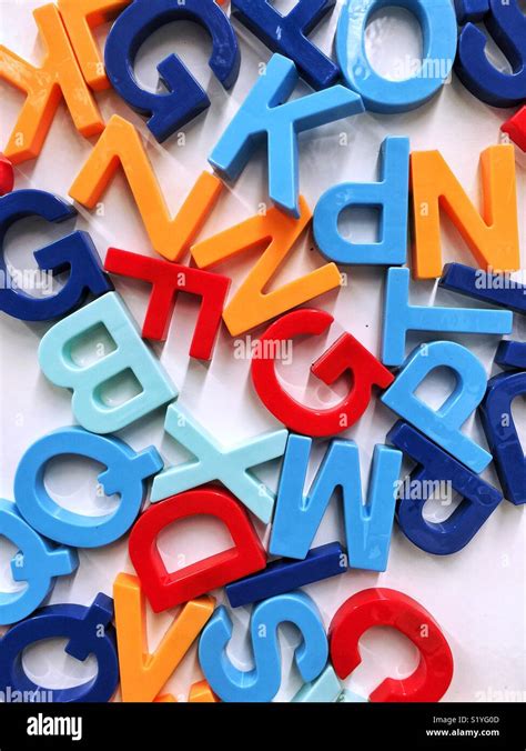 mixed  colorful magnetic letters stock photo alamy