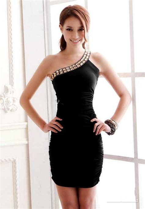 Tight Homecoming Dresses 2015 Sexy One Shoulder Teen Mini Dress