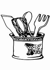 Fork Spoon Knife Coloring Pages Cutlery sketch template