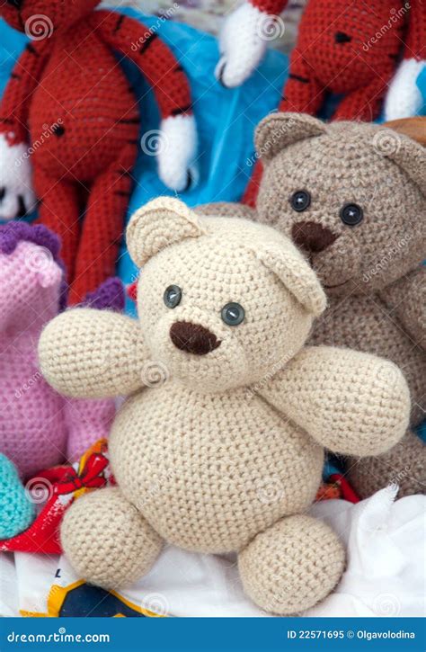 knitted soft toys handmade royalty  stock photo image
