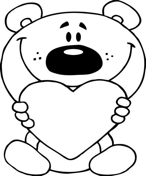bear  heart coloring page cute love coloring page  teddy bear